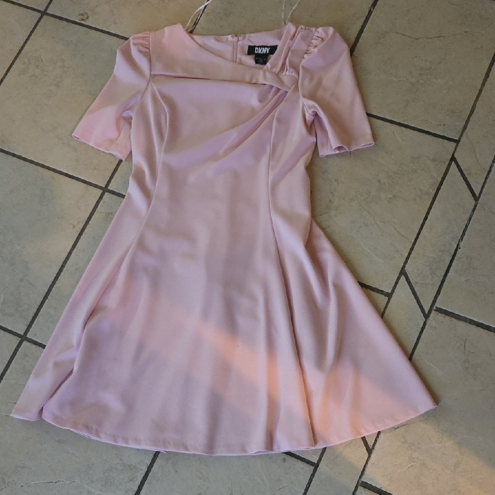 DKNY Blush Pink Fit-and-Flare Dress